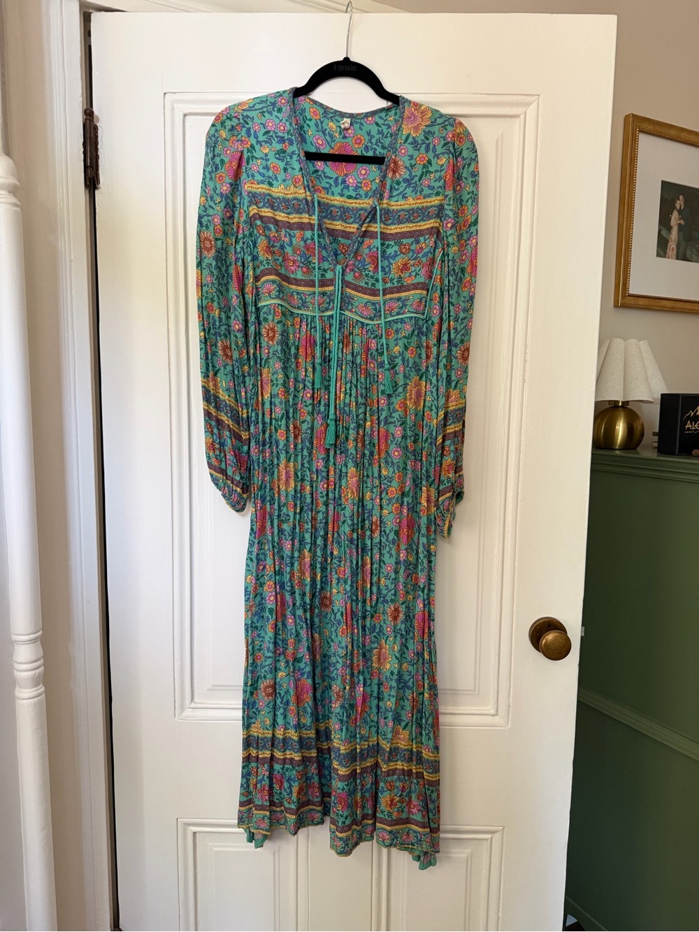 Spell Folktown Maxi Dress in Teal and Coral